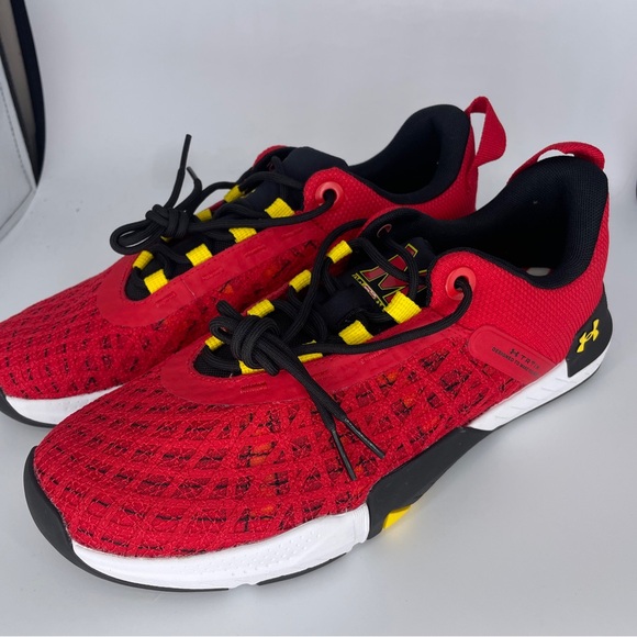 New Under Armour Mens University Maryland Terps Warp Sneakers 10.5 Red - Picture 3 of 8